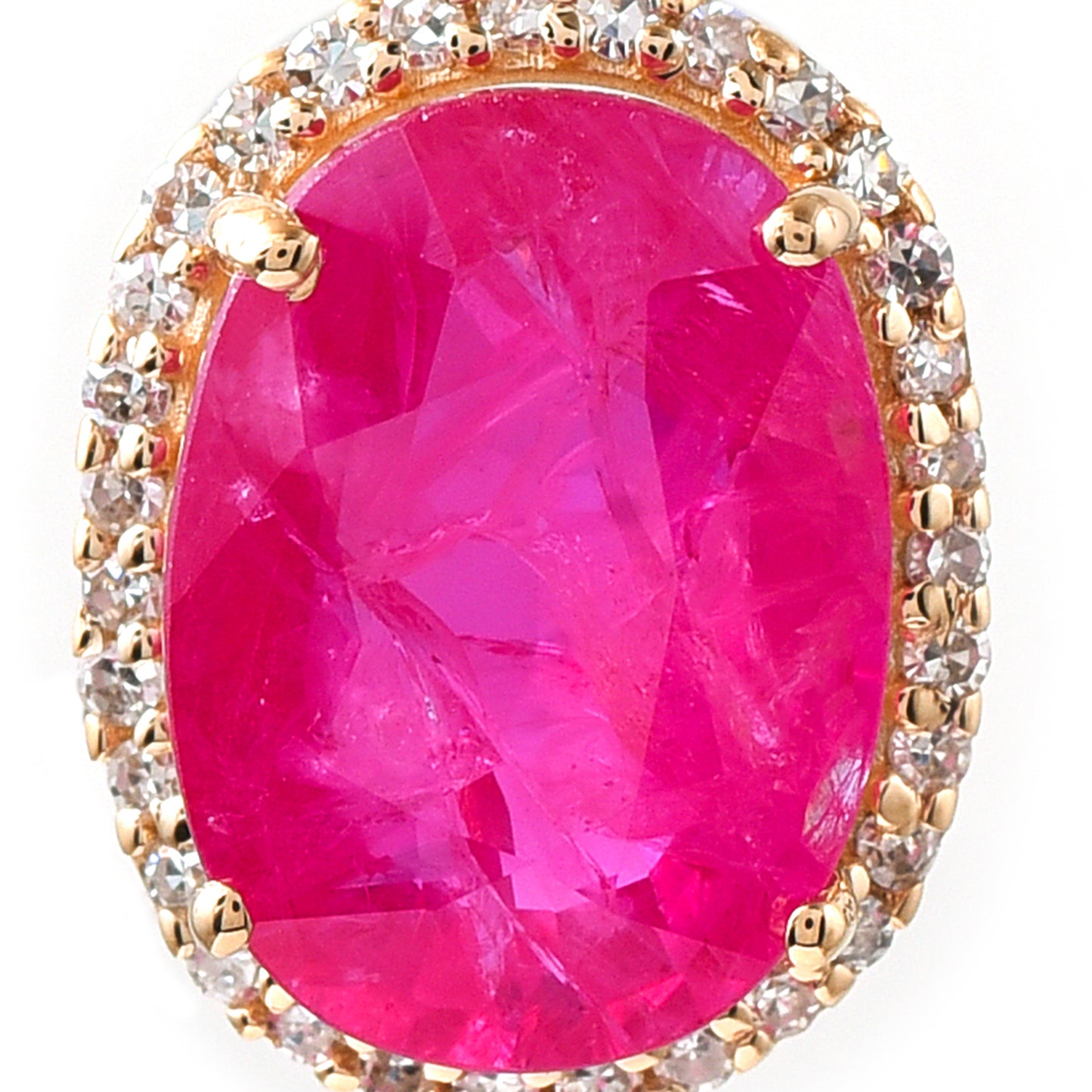 3.21 Ct Oval Ruby 14K Gold Pendant
