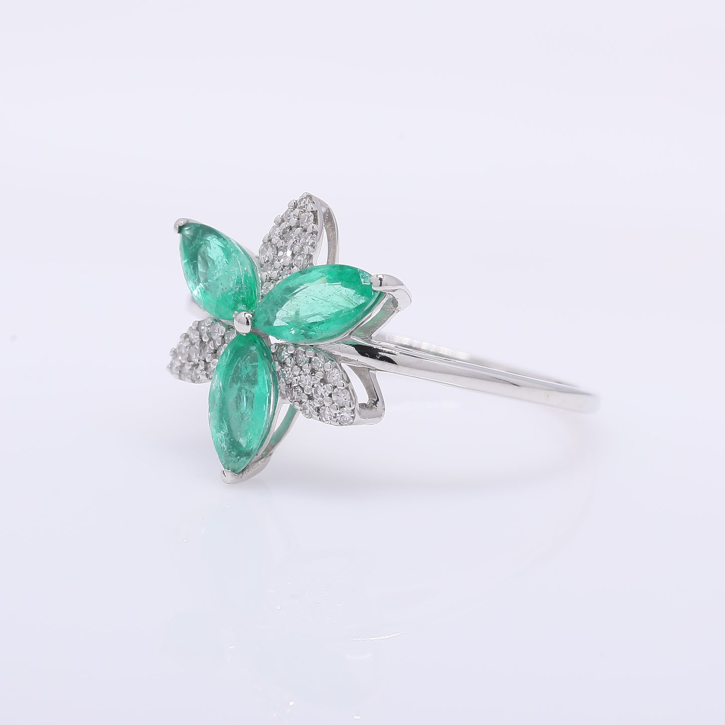 1.15 Ct Marquise Mixed Cut Natural Emerald 950 Platinum Ring