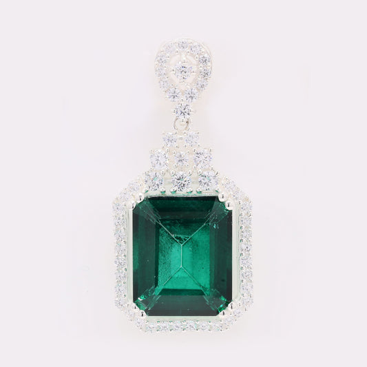 8.17 Ct Octagon Green Topaz 925 Silver Pendant