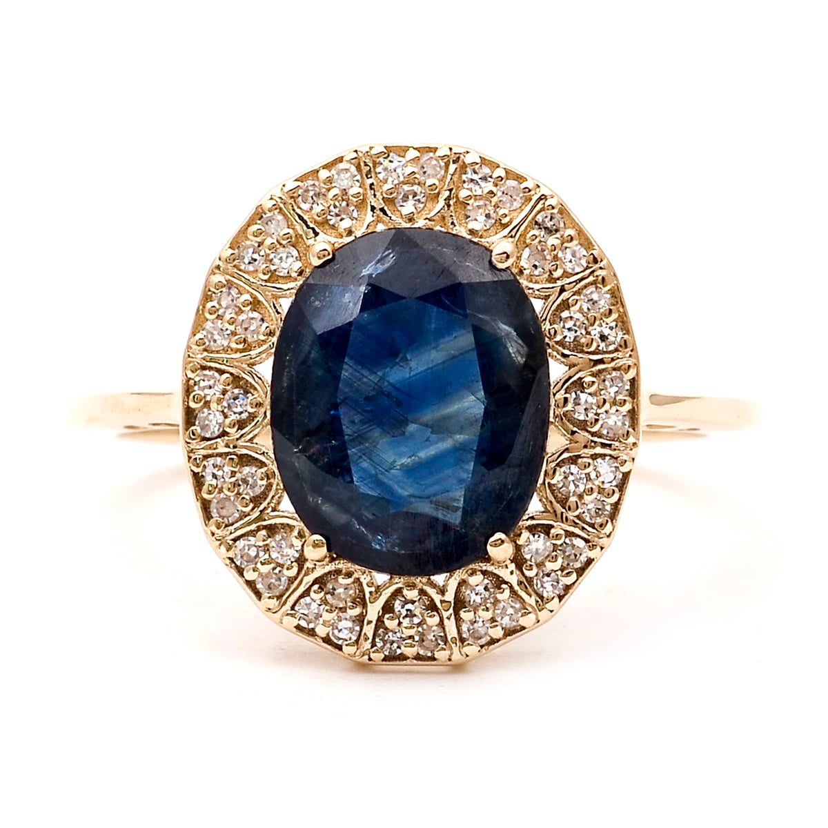 3.02 Ct Oval Natural Sapphire 14K Gold Ring