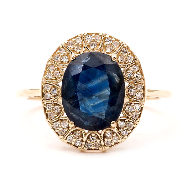 3.02 Ct Oval Natural Sapphire 14K Gold Ring