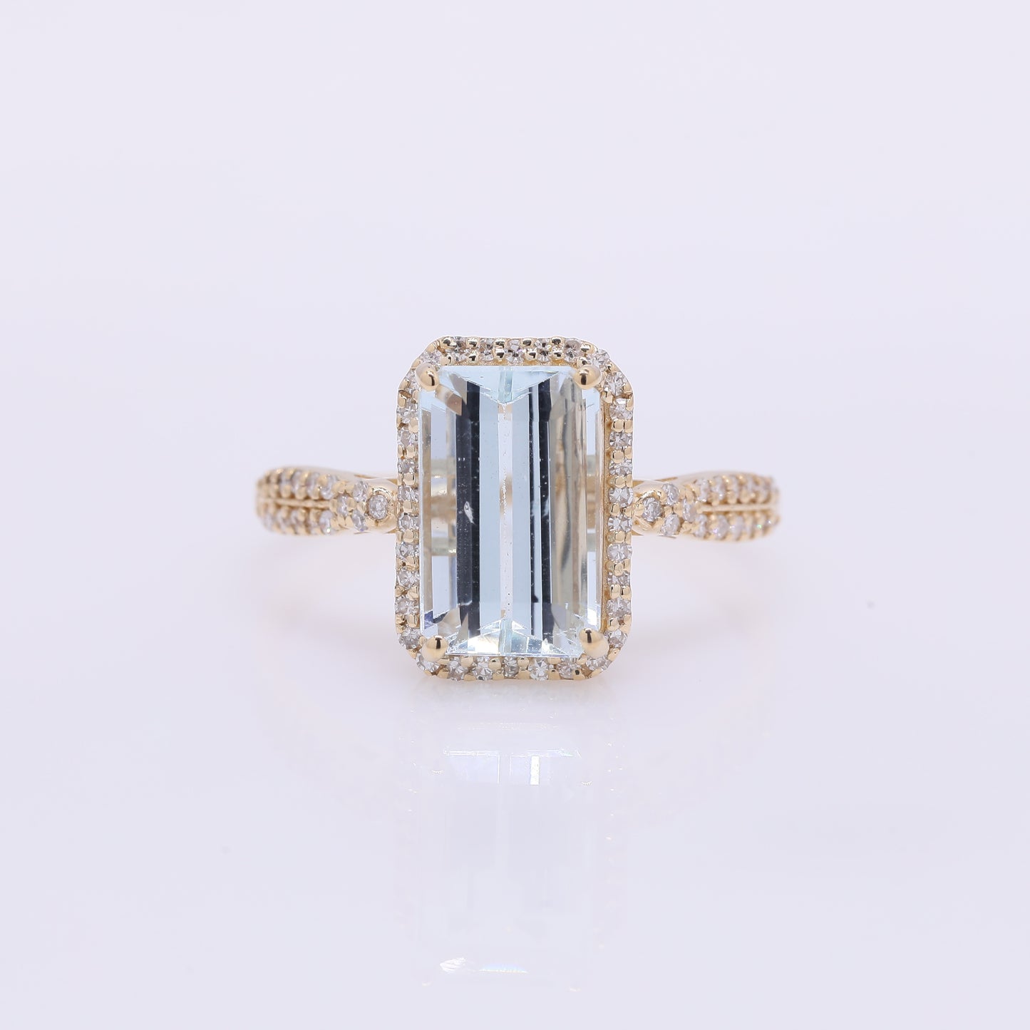 2.84 Ct Octagon Step Cut Natural Aquamarine 14K Gold Ring