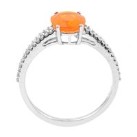 1.19 Ct Oval Mixed Cut Natural Fire Opal 950 Platinum Ring