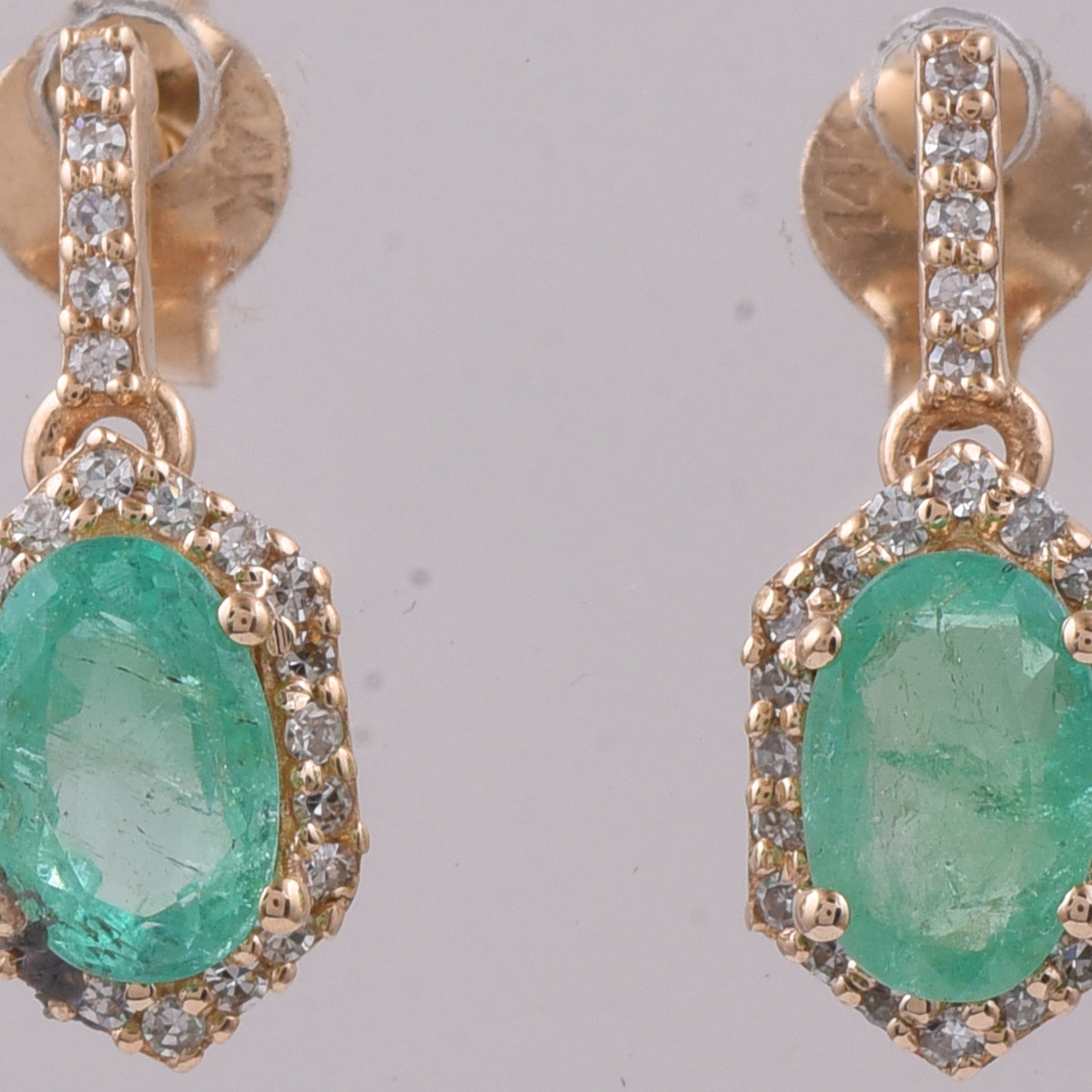 1.38 Ct Oval Natural Emerald 14K Gold Earrings