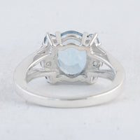 3.24 Ct Oval Blue Topaz 925 Sterling Silver Ring
