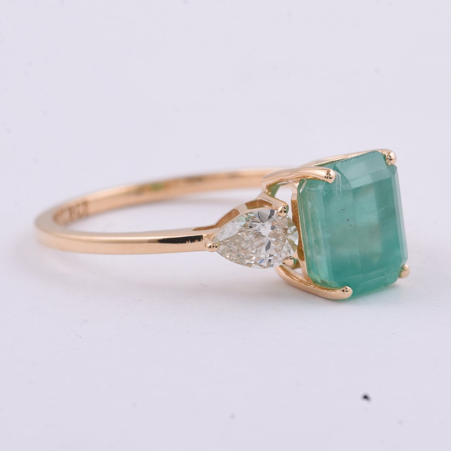 2.81 Ct Octagon Step Cut Natural Emerald 14K Gold Ring