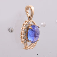 2.41 Ct Oval Cabochon Cut Natural Tanzanite 14K Gold Pendant