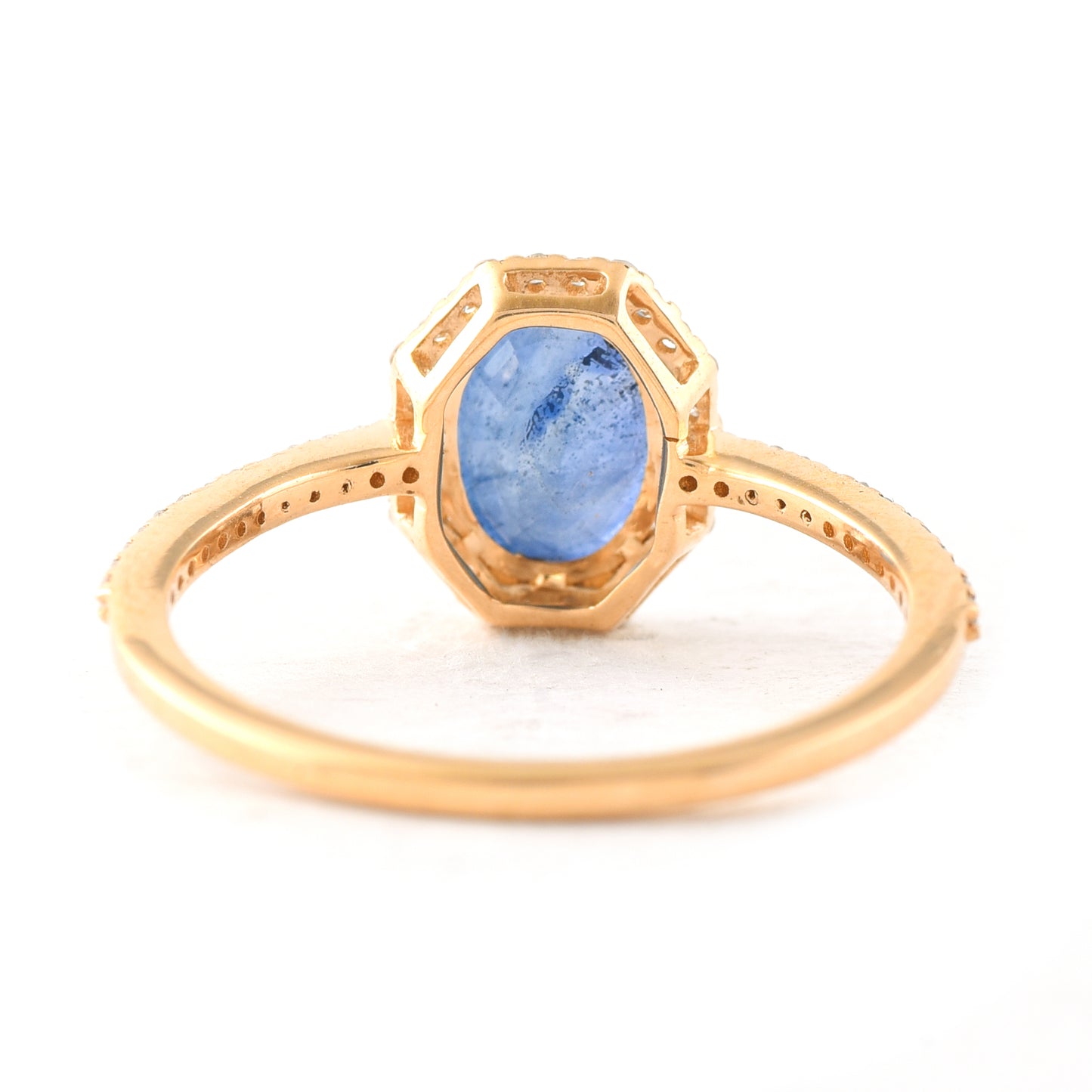 1.80 Ct Oval Mixed Cut Natural Sapphire 14K Gold Ring