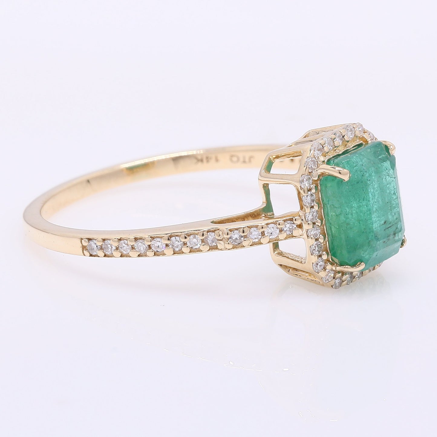 1.83 Ct Octagon Step Cut Natural Emerald 14K Gold Ring