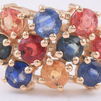 1.53 Ct Round Natural Multi-Coloured Sapphire 14K Gold Ring