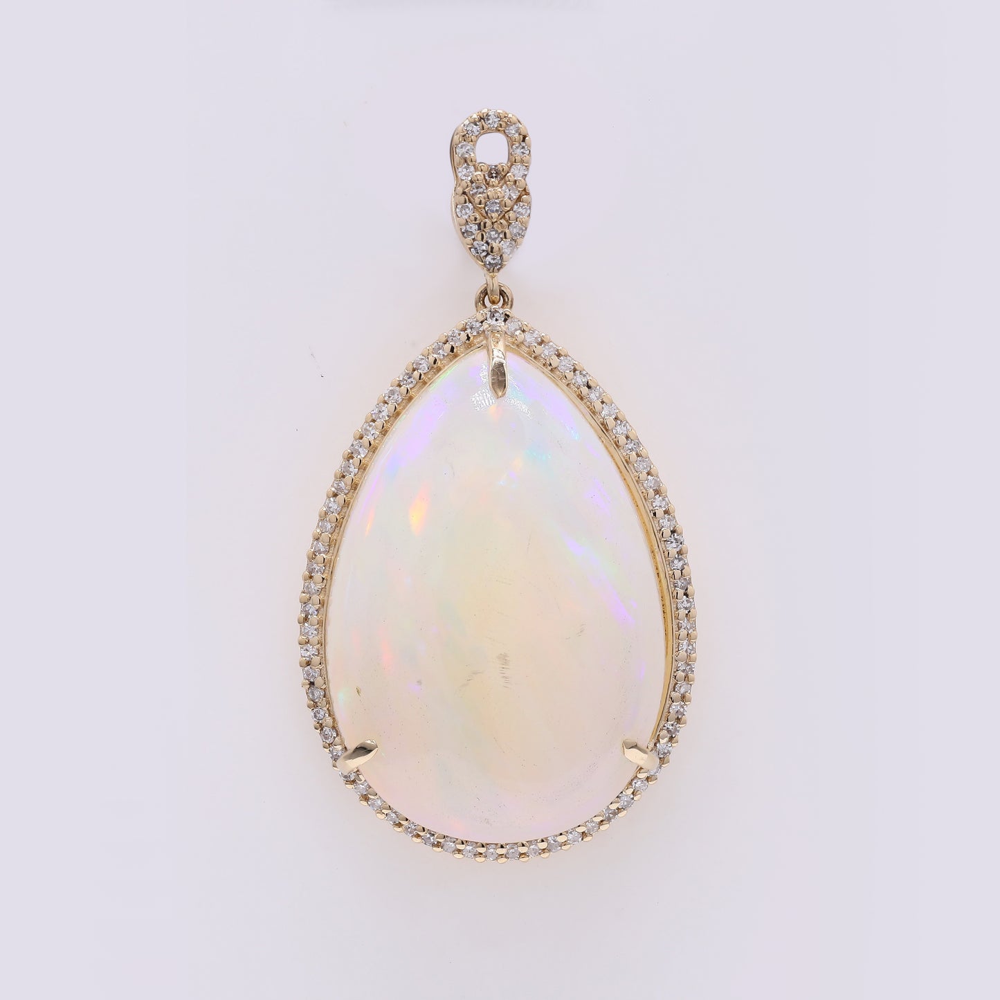 18.10 Ct Pear Cabochon Natural Opal 14K Gold Pendant