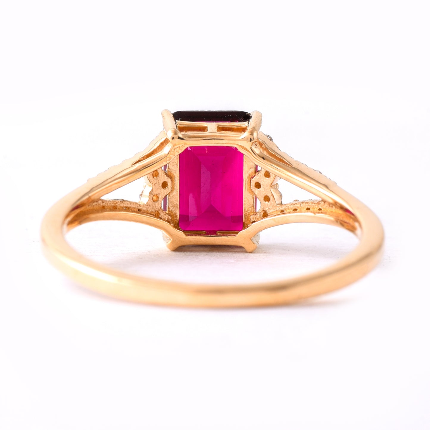 1.54 Ct Octagon Step Cut Natural Rubellite 14K Gold Ring