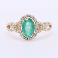 1.26 Ct Oval Mixed Cut Natural Emerald 14K Gold Ring