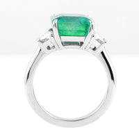 5.44 Ct Octagon Step Cut Natural Beryl Emerald 950 Platinum Ring