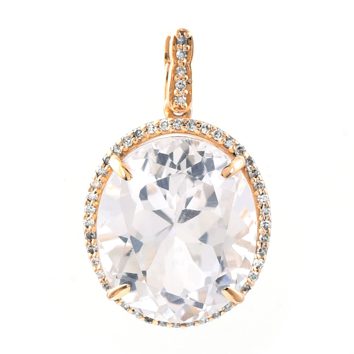 10.81 Ct Oval Mixed Cut Natural Topaz 14K Gold Pendant
