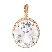 10.81 Ct Oval Mixed Cut Natural Topaz 14K Gold Pendant