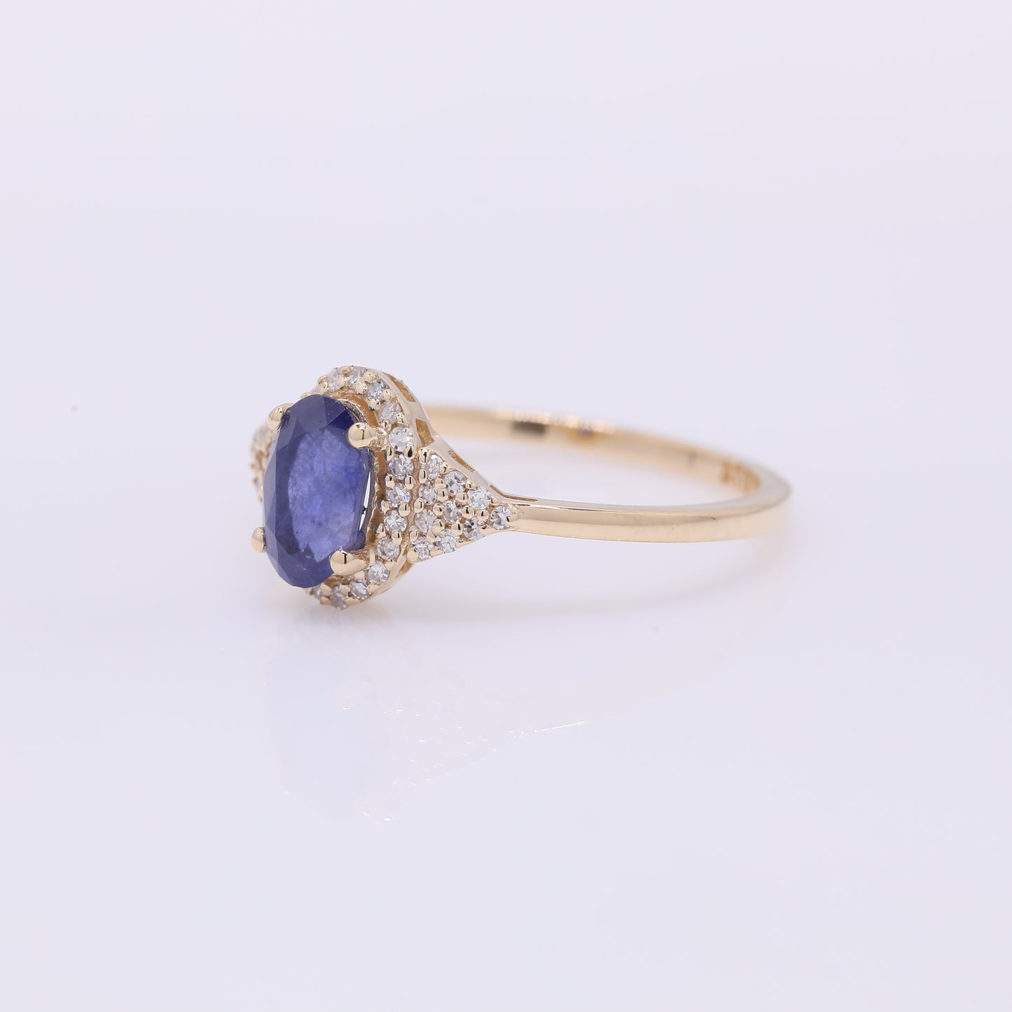 1.14 Ct Oval Mixed Cut Natural Sapphire 14K Gold Ring