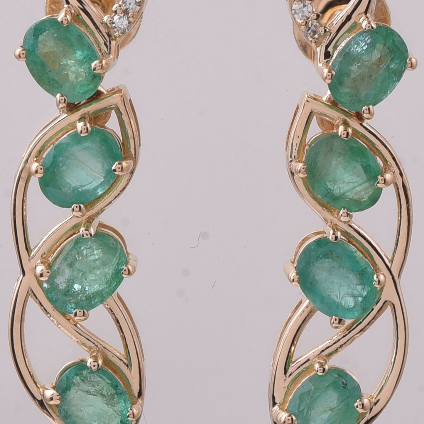 1.52 Ct Oval Mixed Cut Natural Emerald 14K Gold Earrings