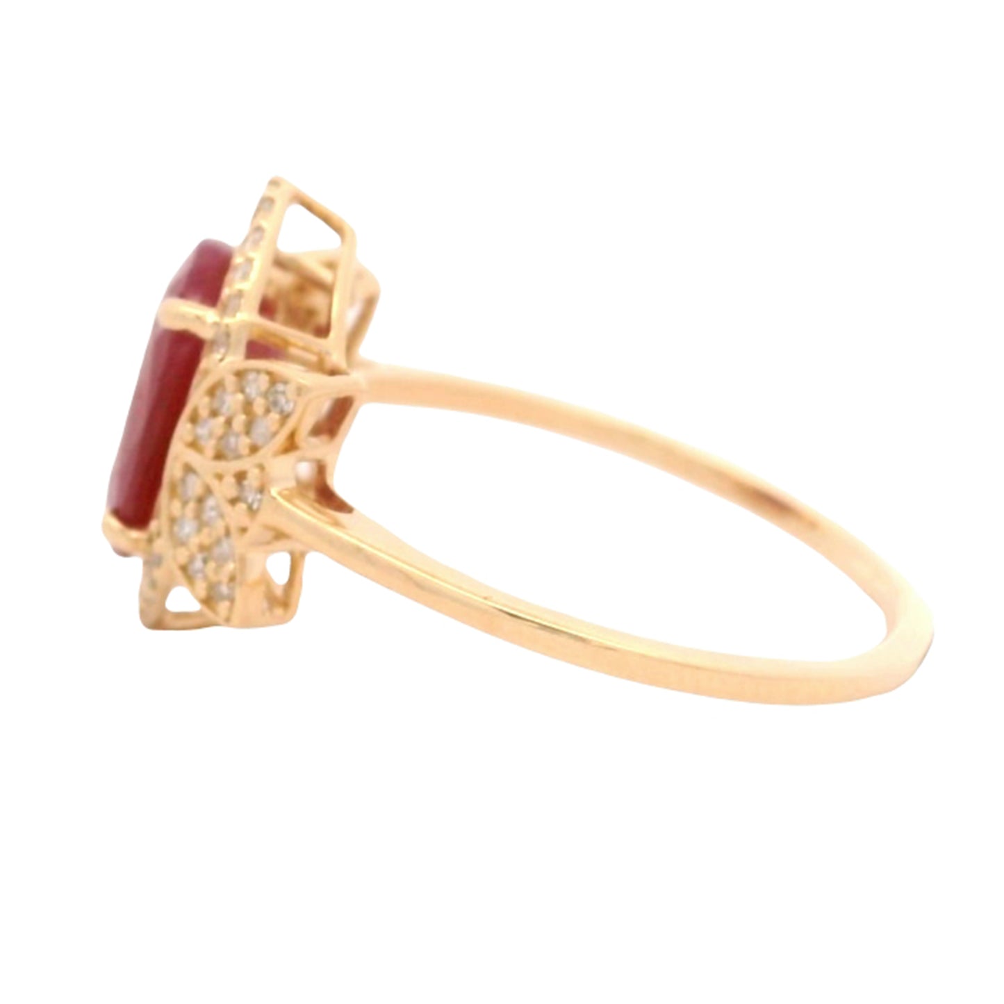 2.61 Ct Oval Mixed Cut Natural Corundum Ruby 14K Gold Ring