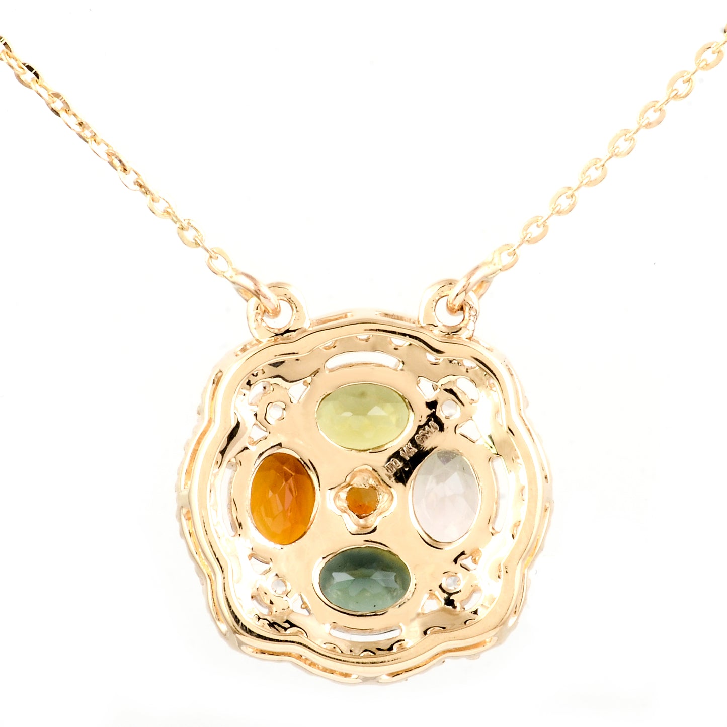 1.60 Ct Oval Mixed Cut Natural Tourmalines 14K Gold Pendant