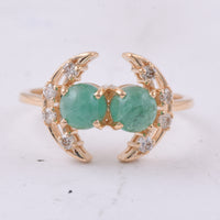 1.50 Ct Round Cabochon Cut Natural Emerald 14K Gold Ring
