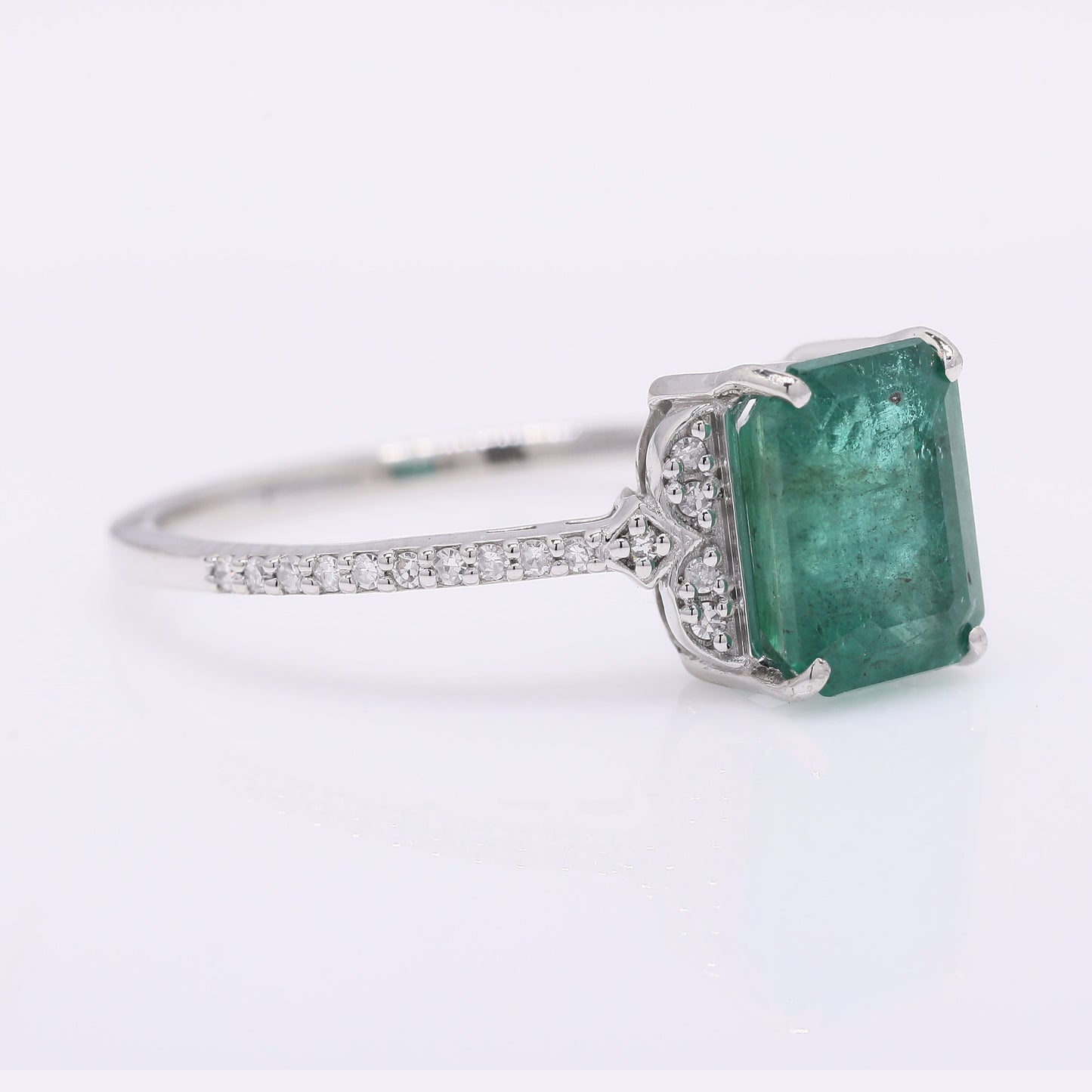 1.92 Ct Octagon Step Cut Natural Emerald 950 Platinum Ring