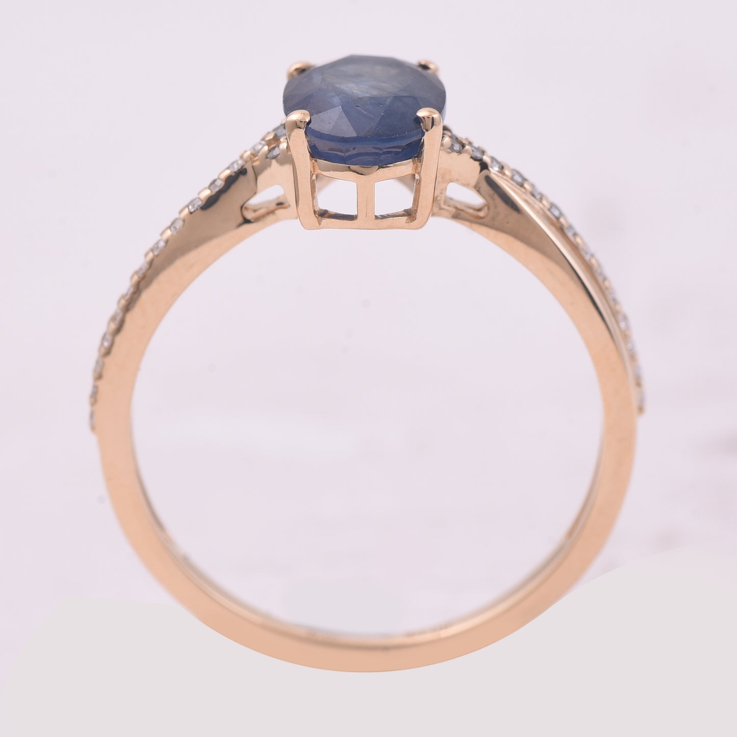 1.82 Ct Oval Mixed Cut Natural Sapphire 14K Gold Ring