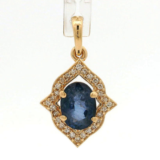 1.35 Ct Oval Sapphire 14K Gold Pendant