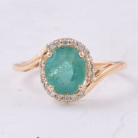1.83 Ct Oval Natural Emerald 14K Gold Ring