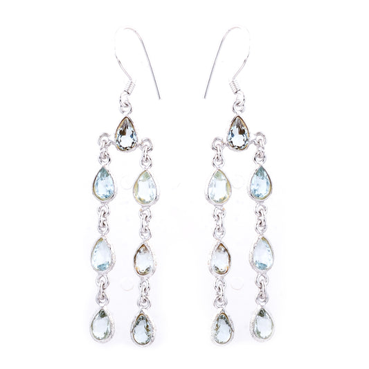 9.75 Ct Blue Topaz 925 Sterling Silver Earrings