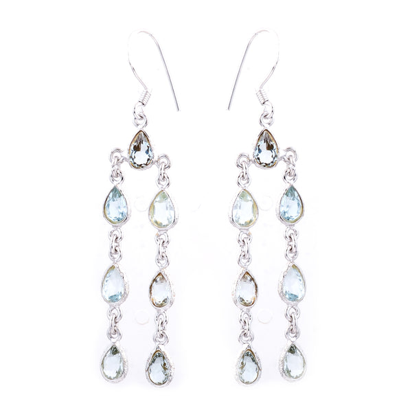 9.75 Ct Blue Topaz 925 Sterling Silver Earrings
