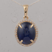 3.97 Ct Oval Sapphire 9K Gold Pendant