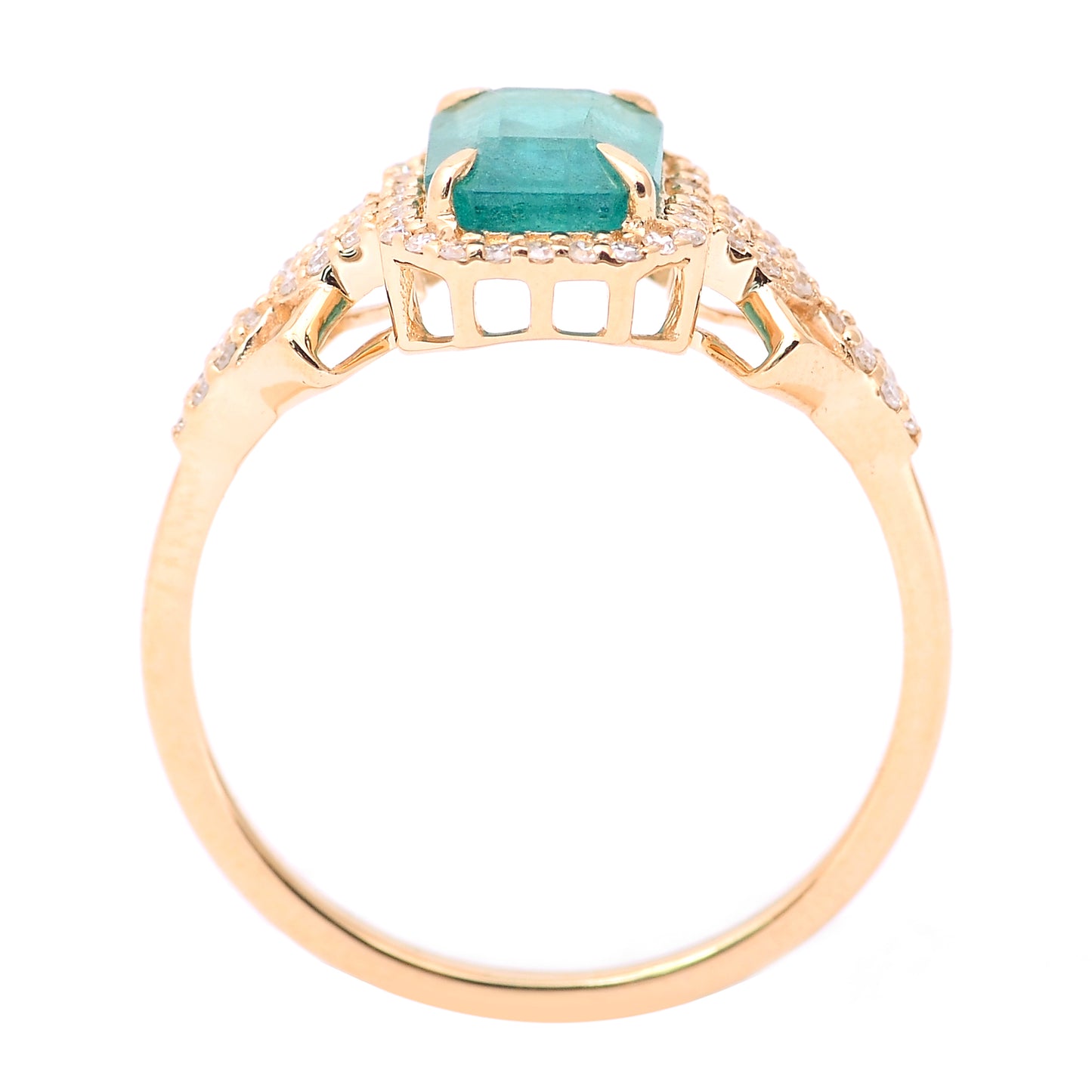 1.68 Ct Octagon Step Cut Natural Emerald 14K Gold Ring