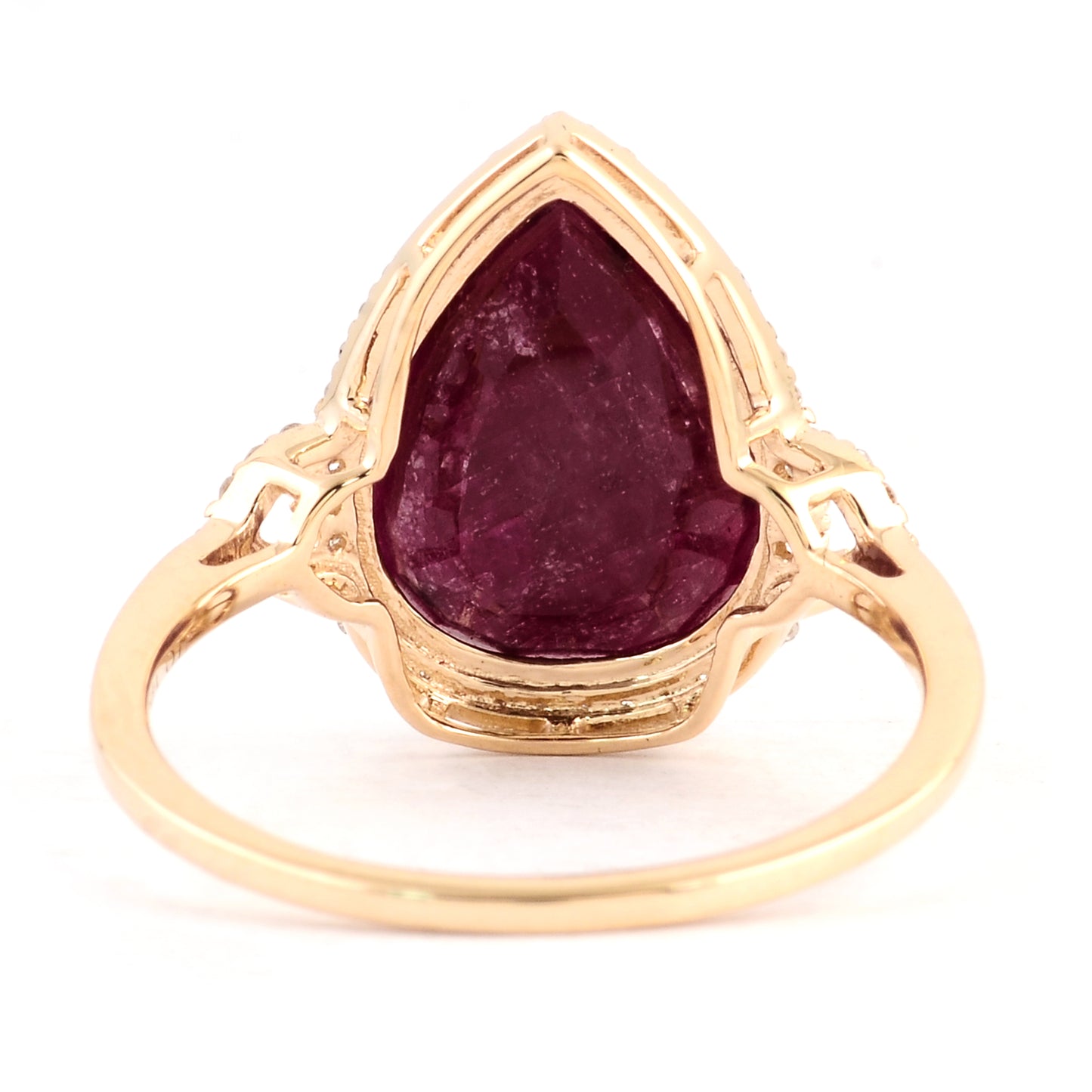 4.51 Ct Pear Mixed Cut Natural Corundum Ruby 14K Gold Ring