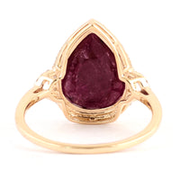 4.51 Ct Pear Mixed Cut Natural Corundum Ruby 14K Gold Ring