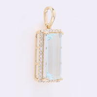 2.58 Ct Rectangle Step Cut Natural Aquamarine 14K Gold Pendant
