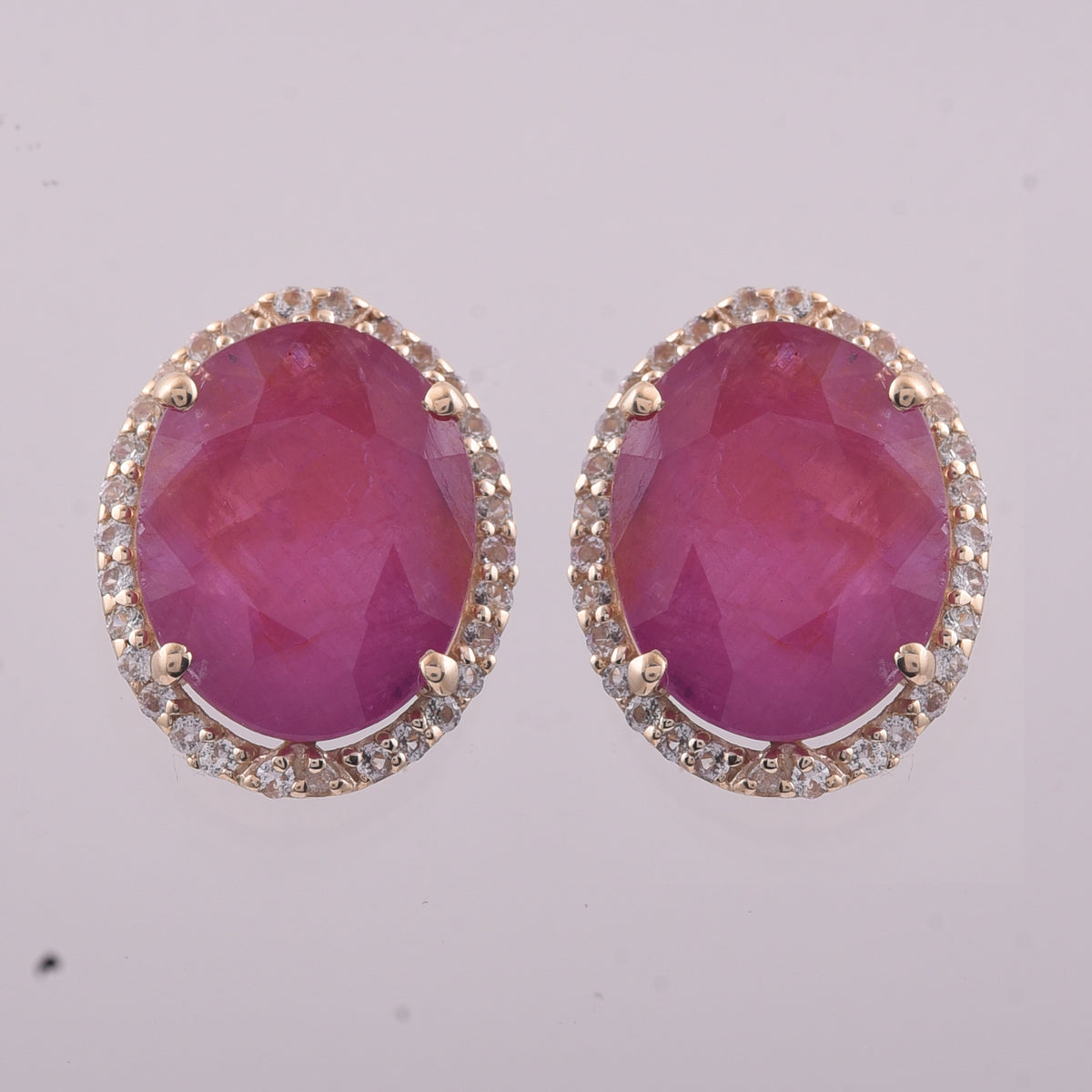 5.22 Ct Oval Ruby 9K Gold Earrings