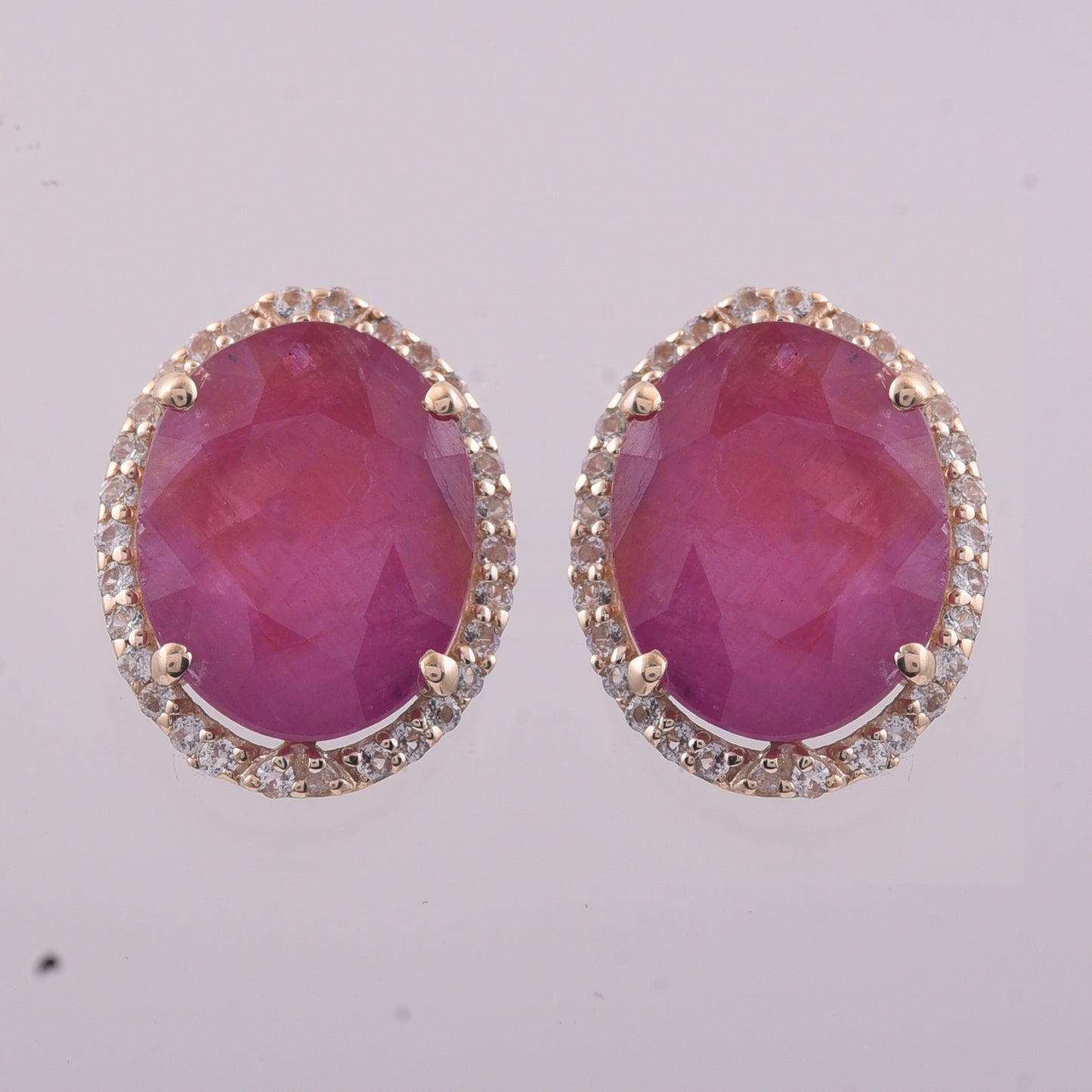 5.22 Ct Oval Ruby 9K Gold Earrings