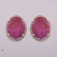 5.22 Ct Oval Ruby 9K Gold Earrings