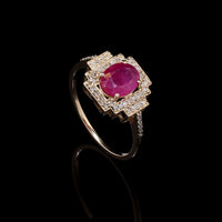 1.50 Ct Oval Mixed Cut Natural Corundum Ruby 14K Gold Ring