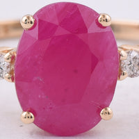 2.30 Ct Oval Natural Ruby 14K Gold Ring