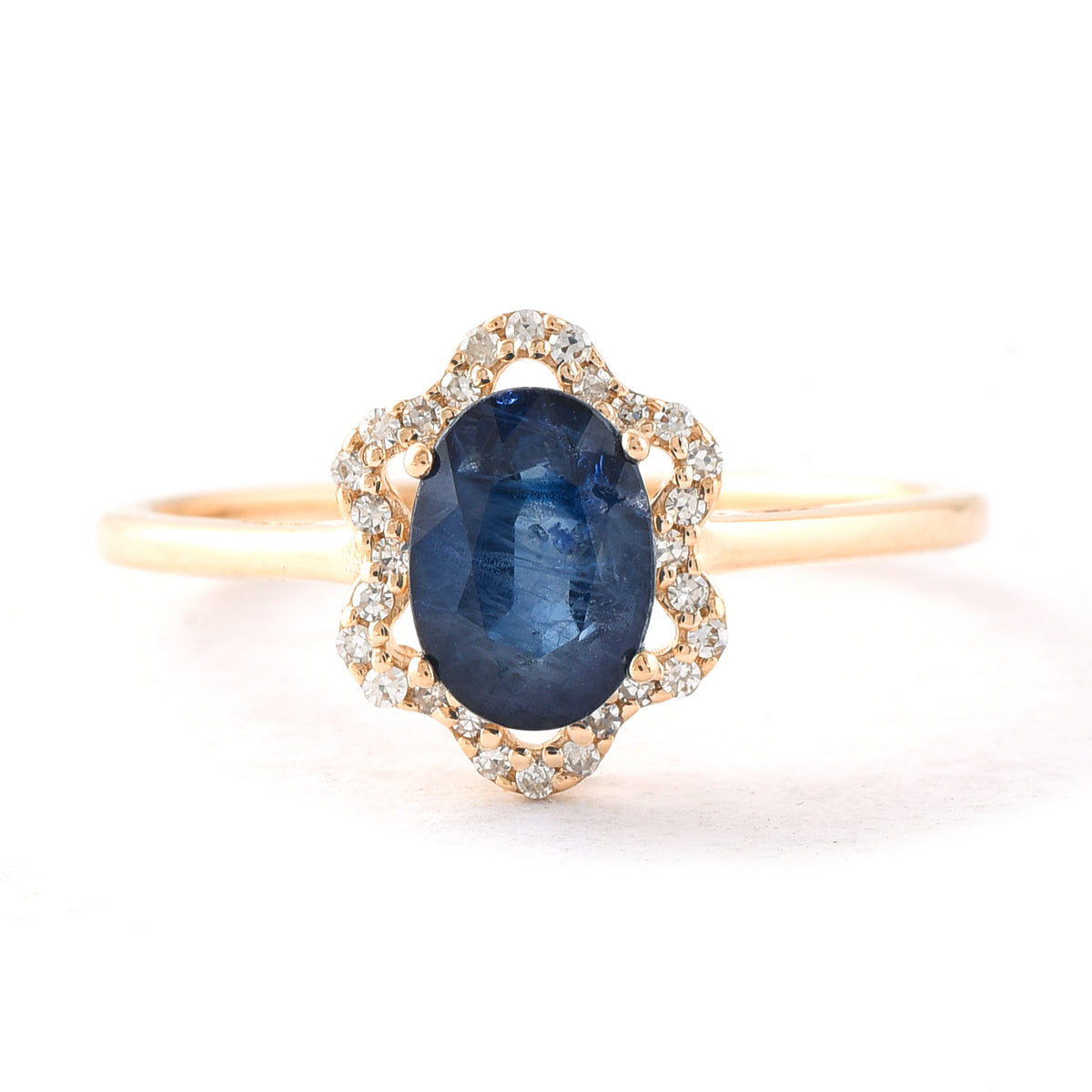 1.57 Ct Oval Mixed Cut Natural Sapphire 14K Gold Ring