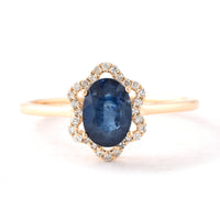 1.57 Ct Oval Mixed Cut Natural Sapphire 14K Gold Ring