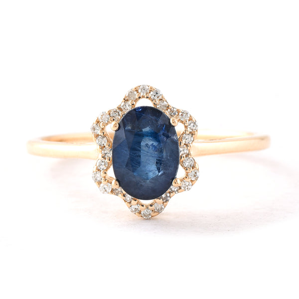 1.57 Ct Oval Mixed Cut Natural Sapphire 14K Gold Ring