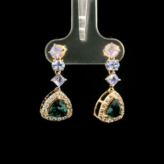 2.92 Ct Trillion Tourmaline 14K Gold Earrings
