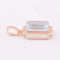 4.41 Ct Octagon Blue Topaz 9K Gold Pendant
