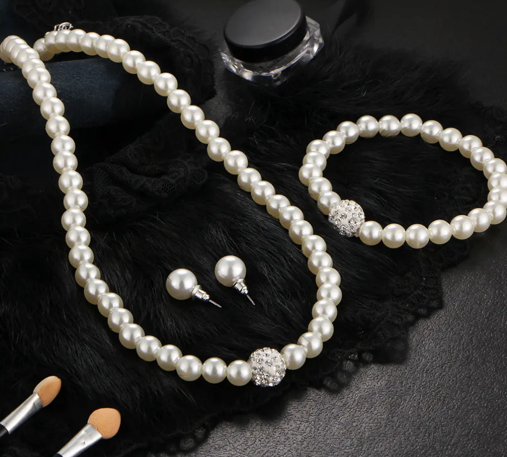 Imitation Pearl Gold Plated Brass Necklace