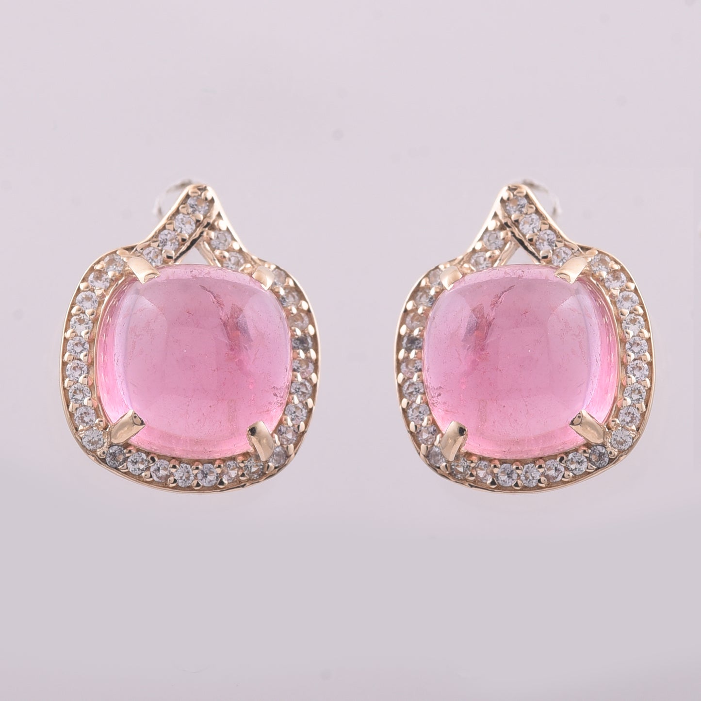 5.42 Ct Cushion Tourmaline 9K Gold Earrings