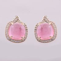 5.42 Ct Cushion Tourmaline 9K Gold Earrings