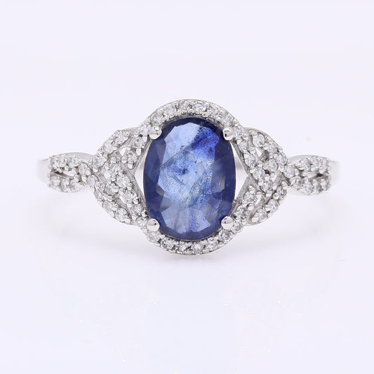 1.38 Ct Oval Mixed Cut Natural Sapphire 950 Platinum Ring